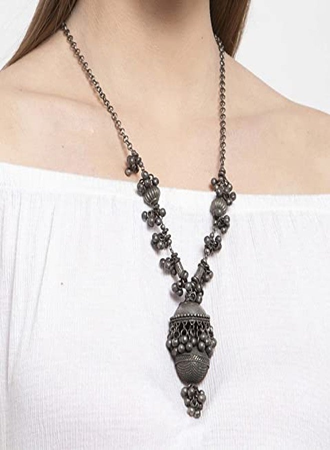 Siddhatva Indian Ethnic Traditional Afghani Antique Statement Silver Oxidized Boho Necklace Jewelry - Image 3